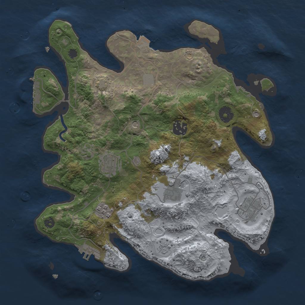 Rust Map: Procedural Map, Size: 3000, Seed: 1852271793, 13 Monuments
