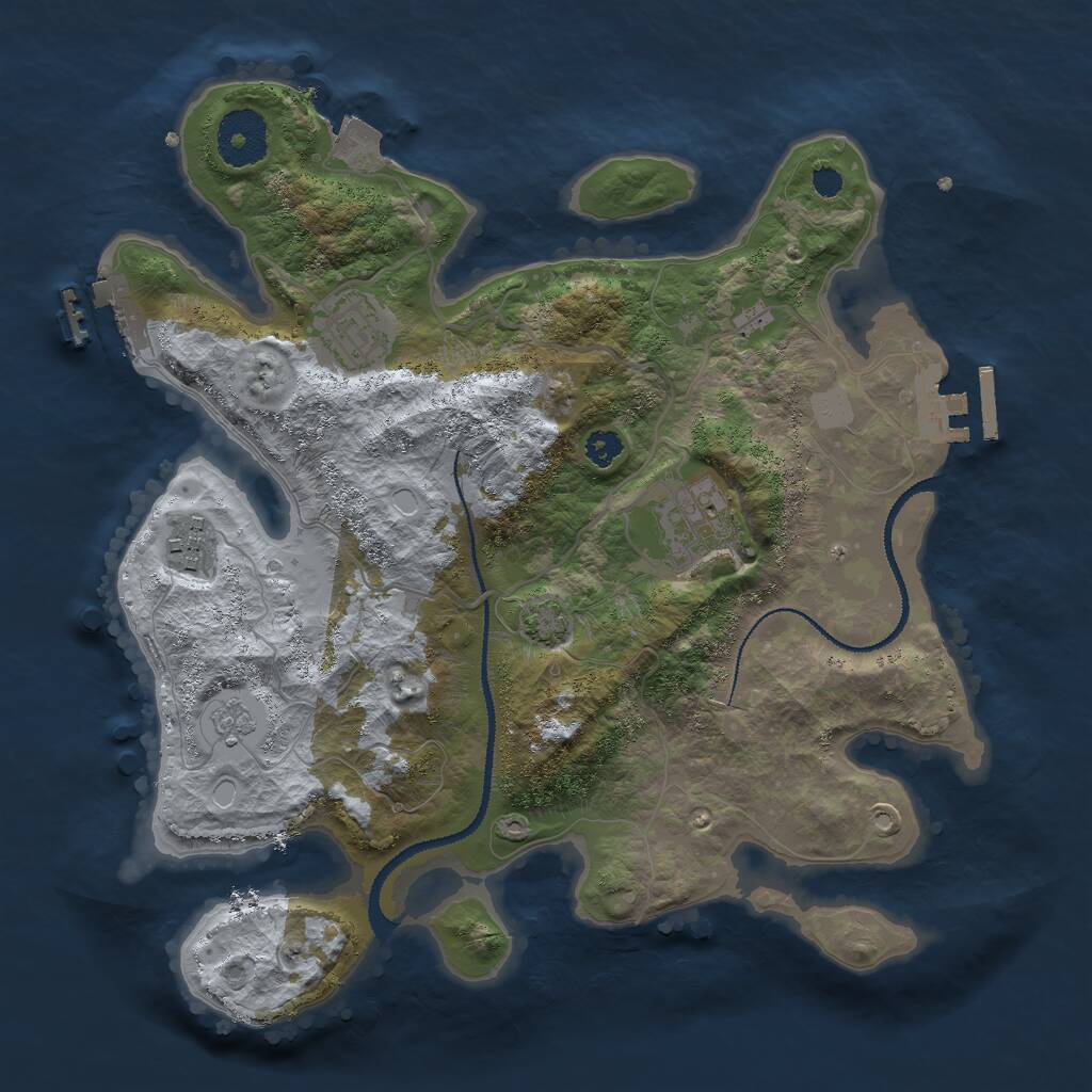 Rust Map: Procedural Map, Size: 3000, Seed: 56356, 8 Monuments