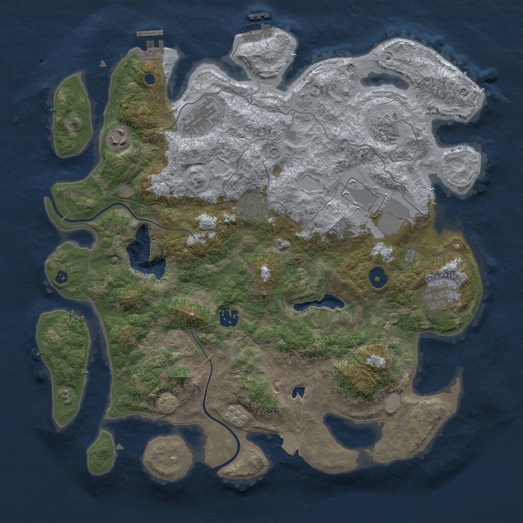 Rust Map: Procedural Map, Size: 4000, Seed: 513428070, 14 Monuments