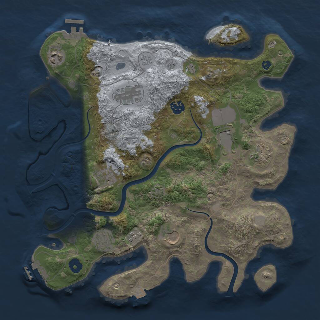 Rust Map: Procedural Map, Size: 3500, Seed: 990133217, 15 Monuments