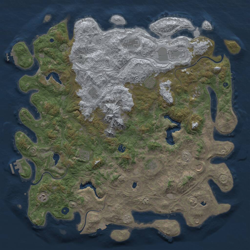 Rust Map: Procedural Map, Size: 5000, Seed: 60999970, 17 Monuments