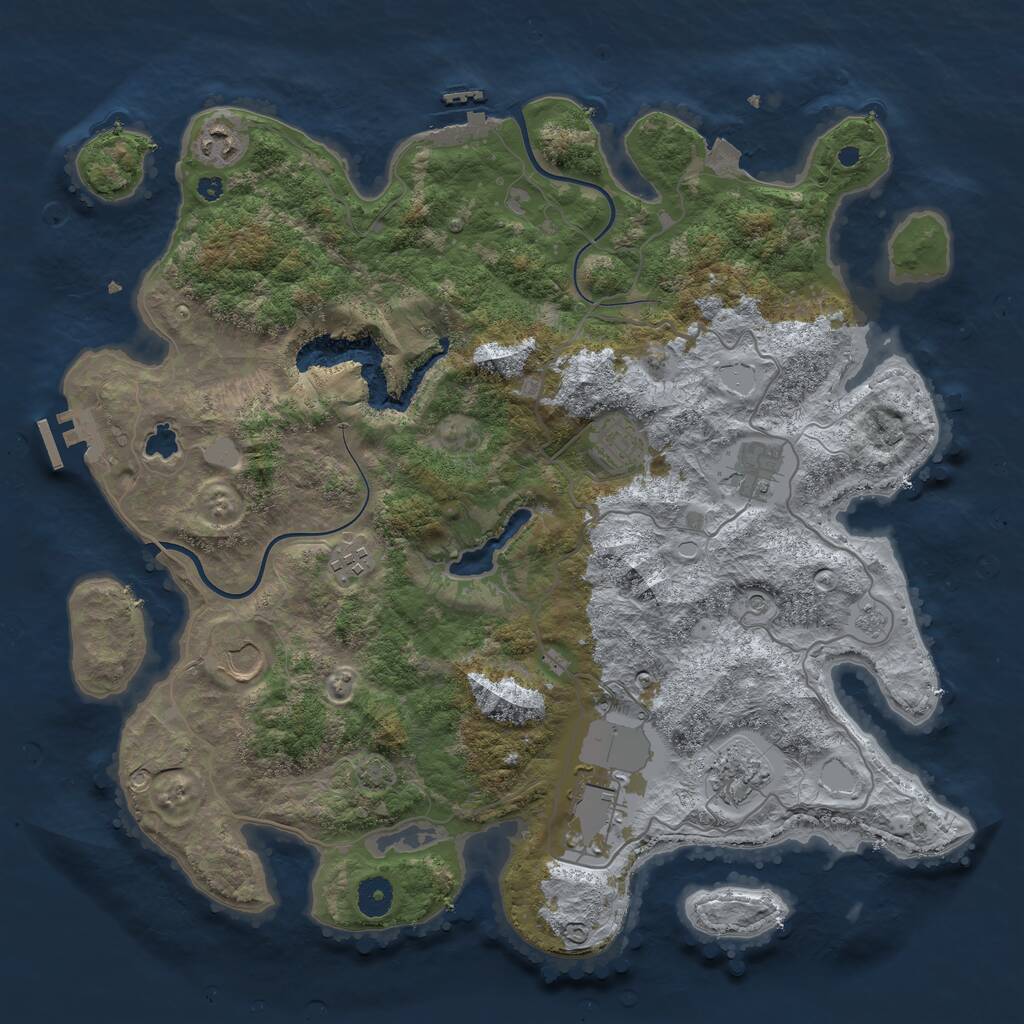 Rust Map: Procedural Map, Size: 4000, Seed: 93905350, 13 Monuments