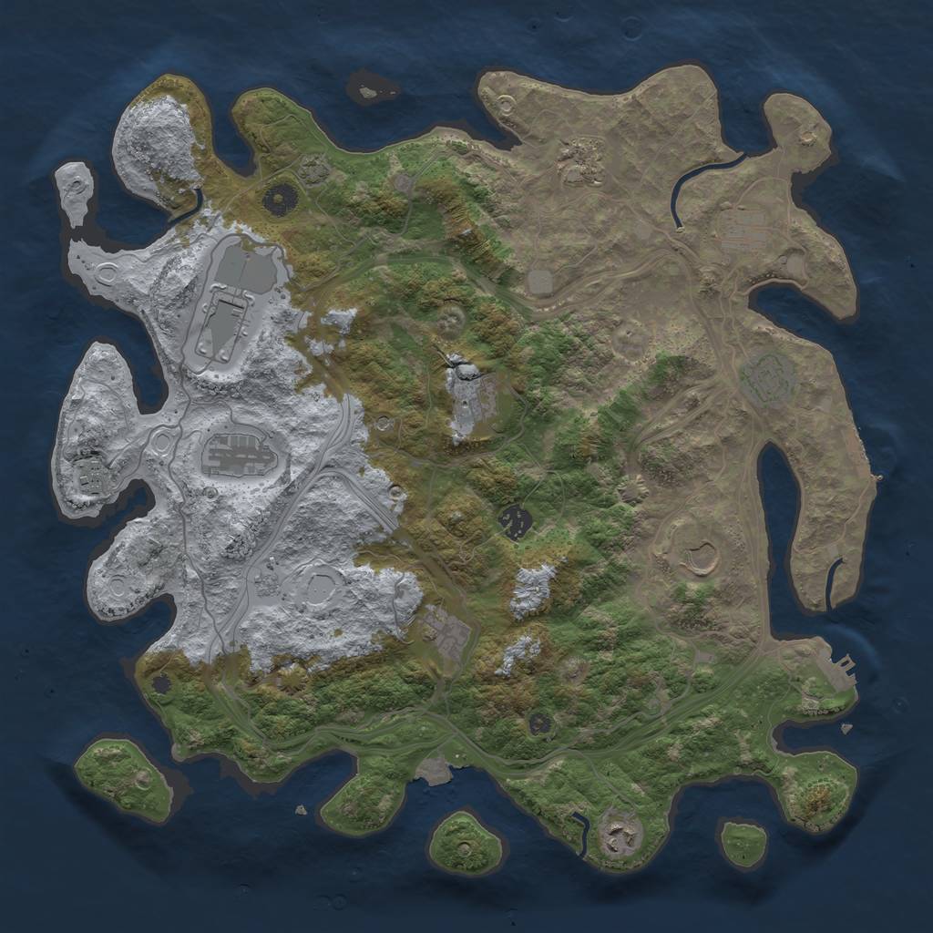 Rust Map: Procedural Map, Size: 4250, Seed: 10517, 19 Monuments