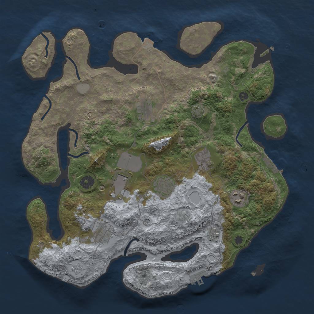 Rust Map: Procedural Map, Size: 3500, Seed: 30329595, 15 Monuments