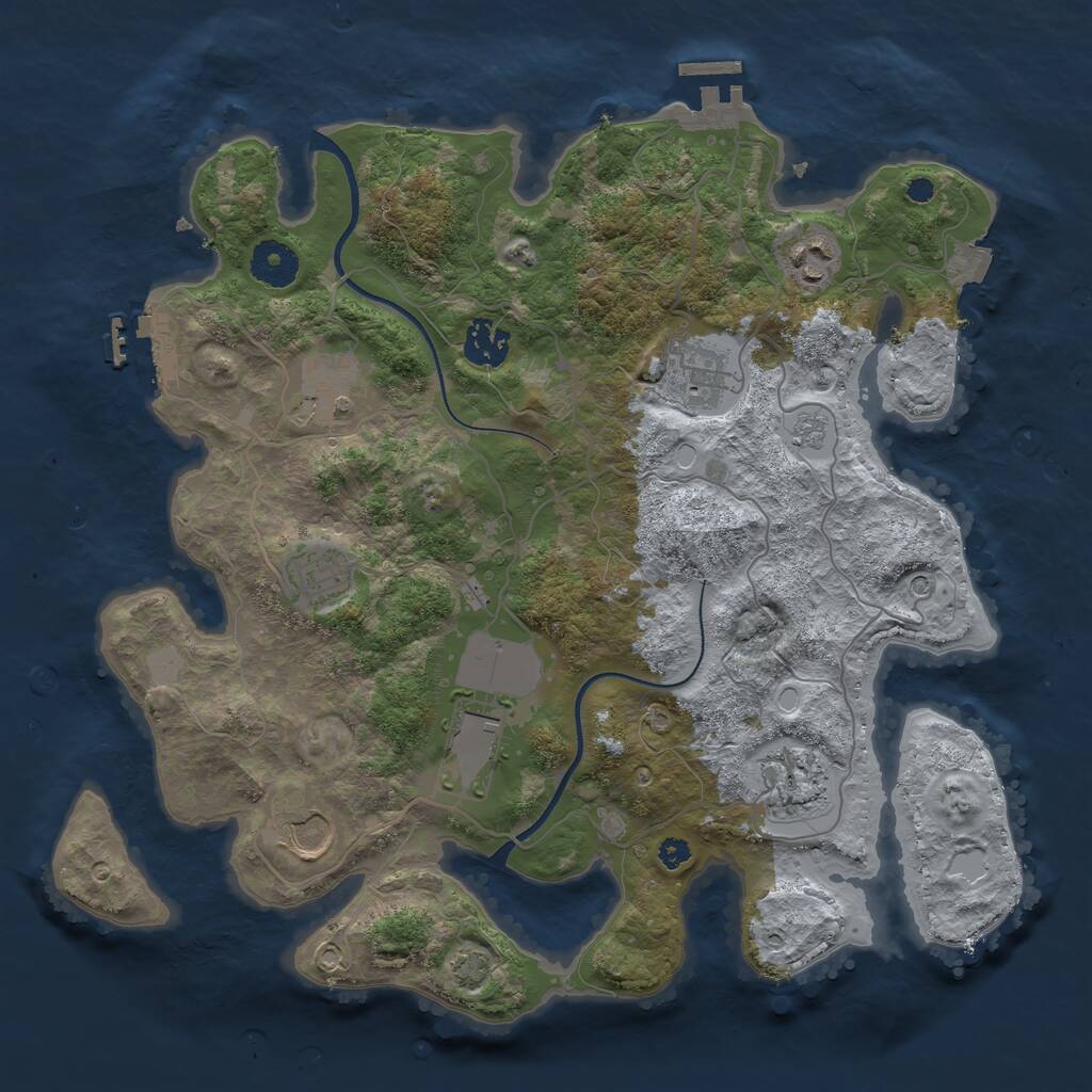 Rust Map: Procedural Map, Size: 3500, Seed: 427755774, 14 Monuments