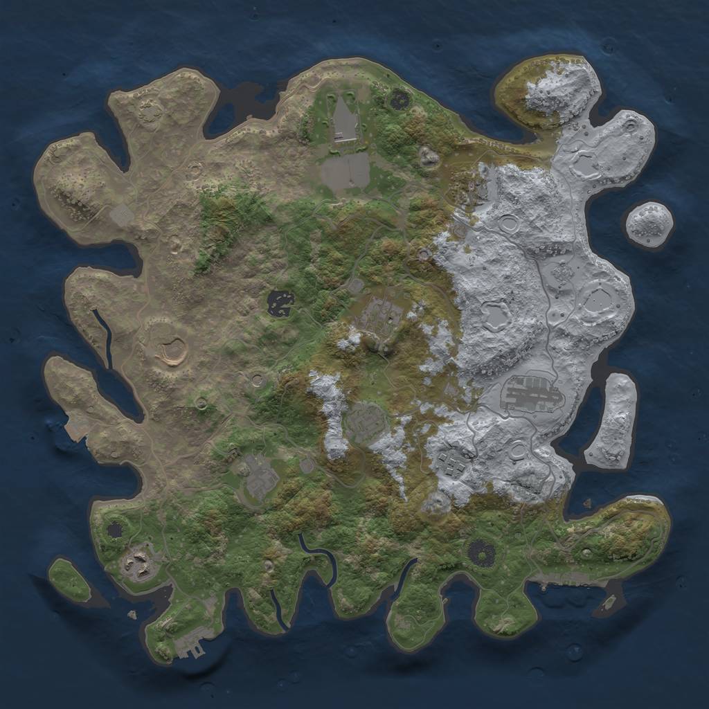 Rust Map: Procedural Map, Size: 3800, Seed: 830532450, 18 Monuments
