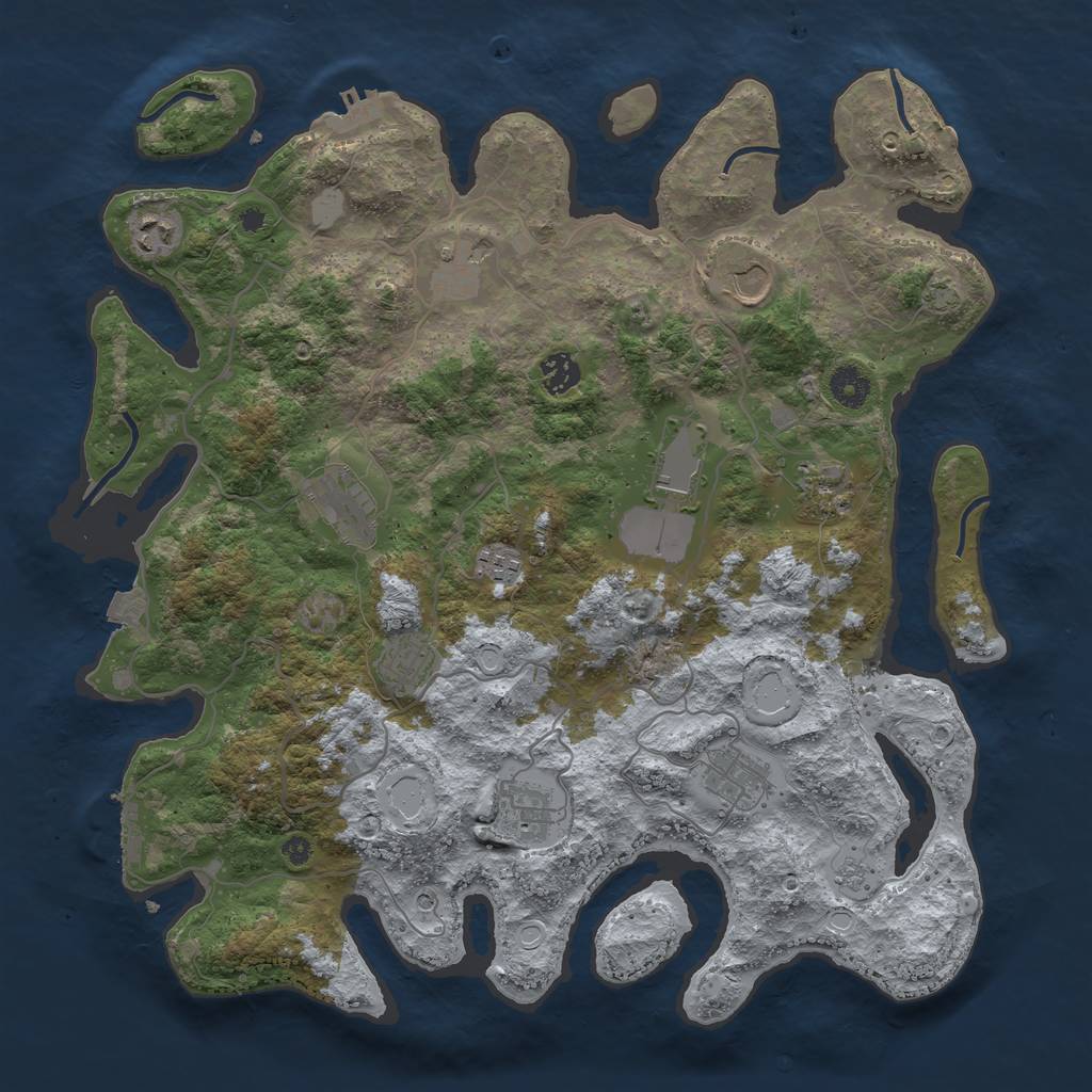 Rust Map: Procedural Map, Size: 4000, Seed: 651235849, 19 Monuments