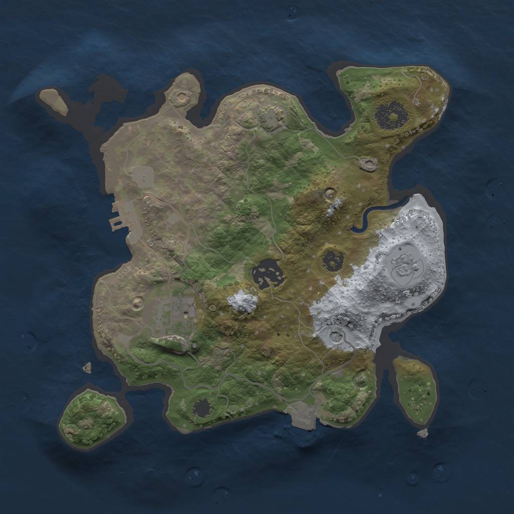 Rust Map: Procedural Map, Size: 2500, Seed: 2020486964, 9 Monuments