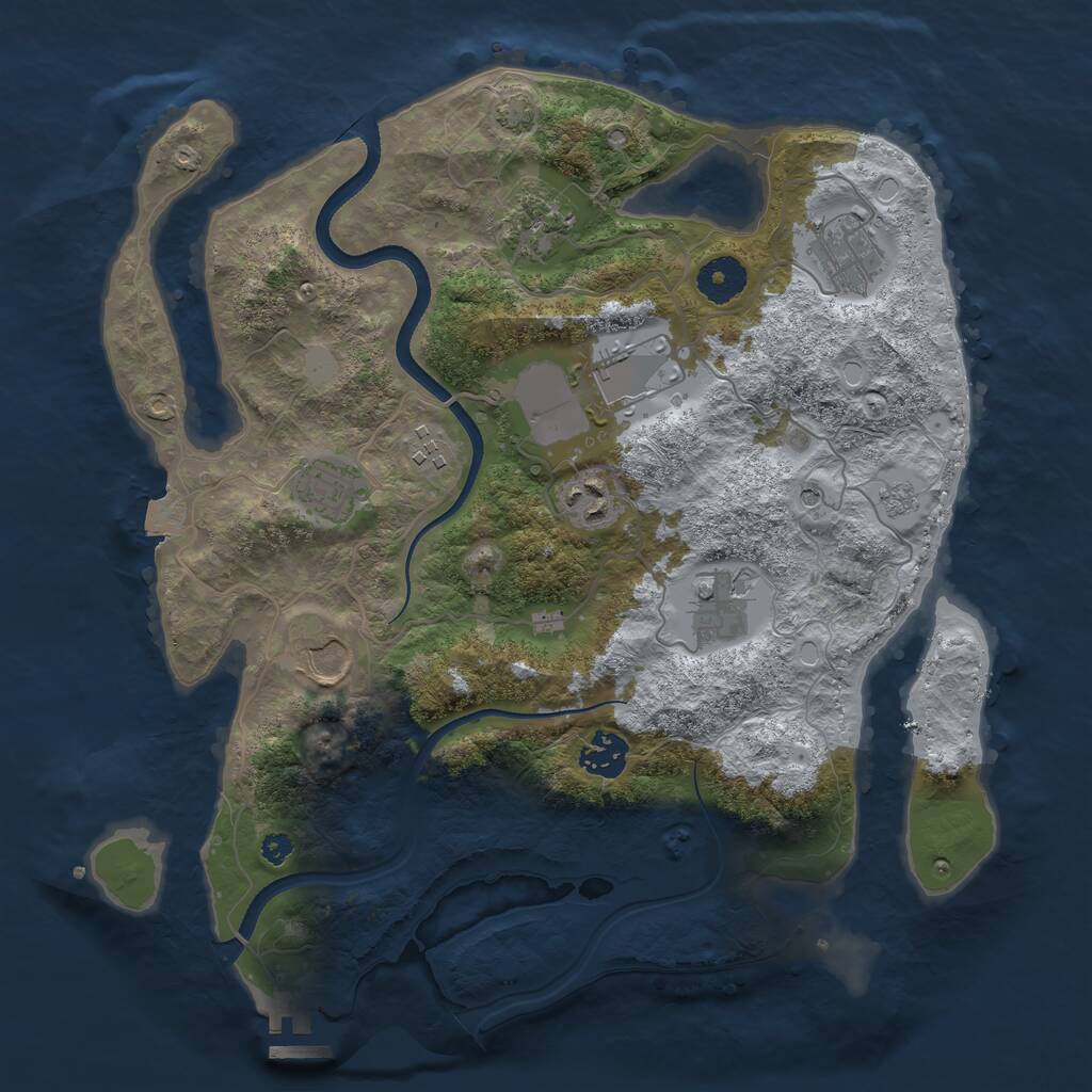 Rust Map: Procedural Map, Size: 3500, Seed: 1293258284, 14 Monuments