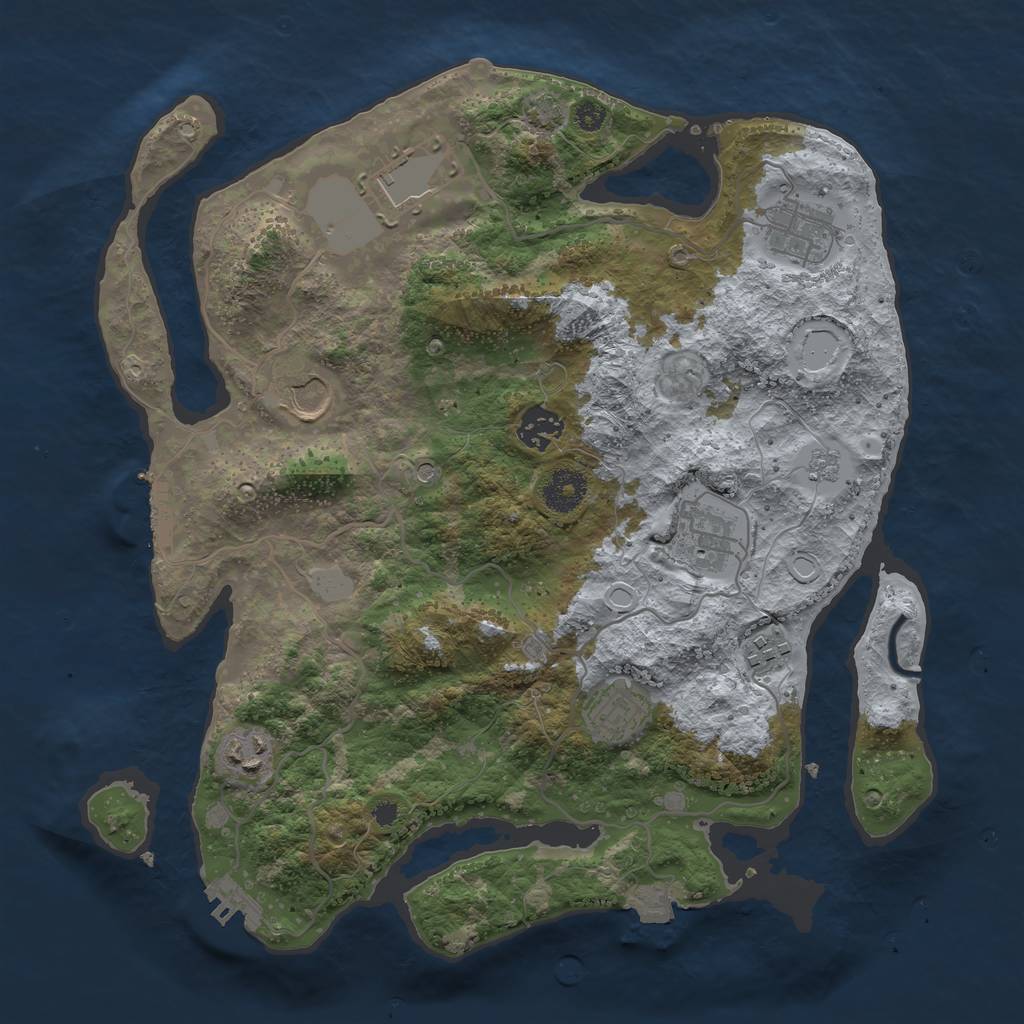 Rust Map: Procedural Map, Size: 3500, Seed: 1293258284, 16 Monuments