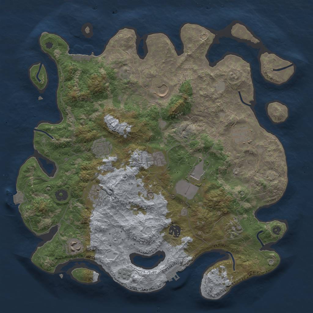 Rust Map: Procedural Map, Size: 3800, Seed: 94368612, 18 Monuments