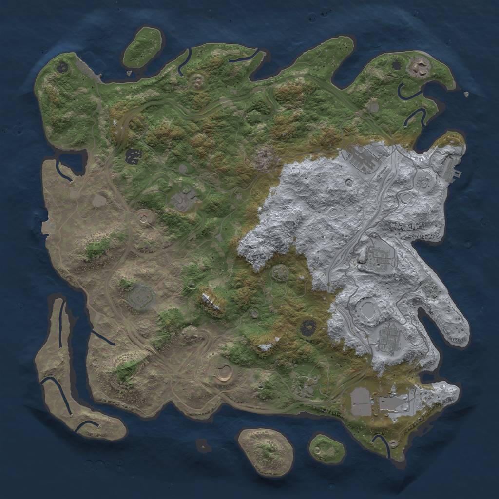 Rust Map: Procedural Map, Size: 4500, Seed: 3261, 19 Monuments