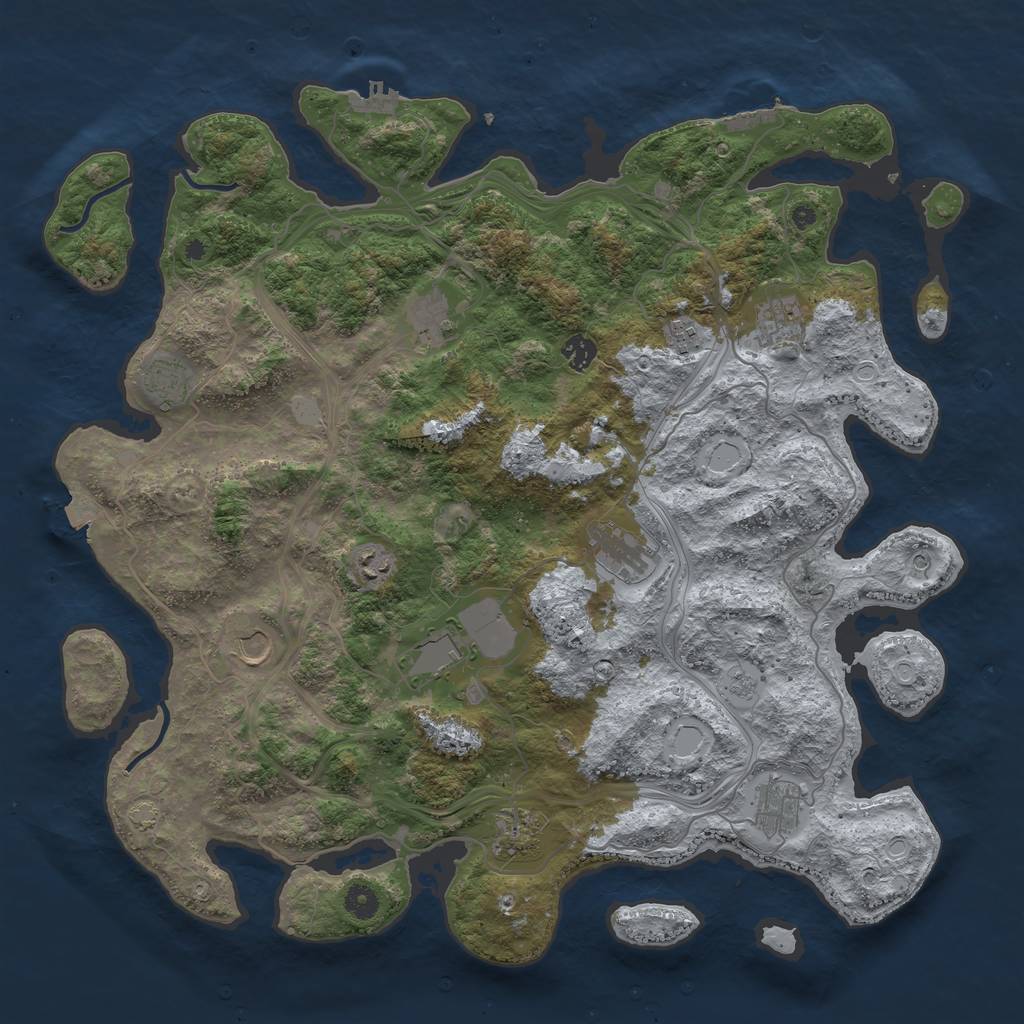 Rust Map: Procedural Map, Size: 4500, Seed: 93905350, 19 Monuments