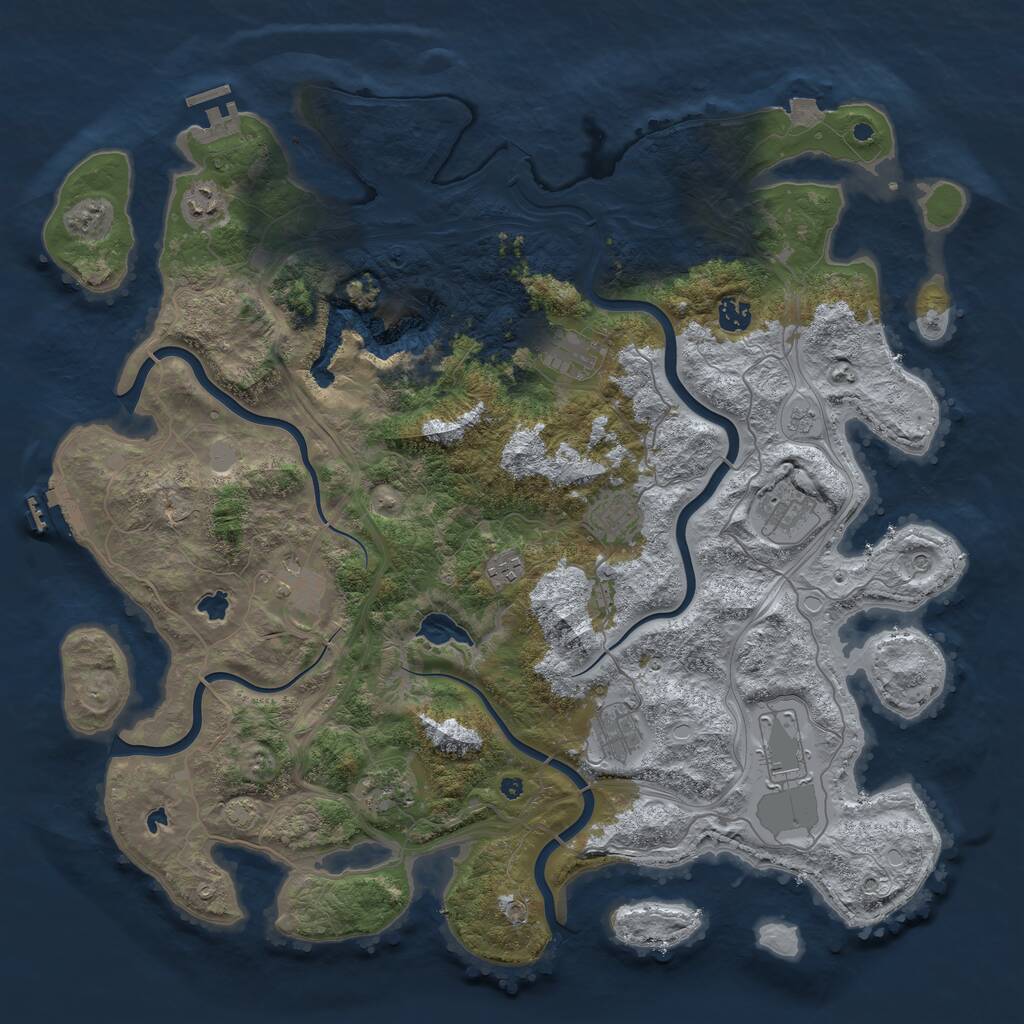 Rust Map: Procedural Map, Size: 4500, Seed: 93905350, 16 Monuments