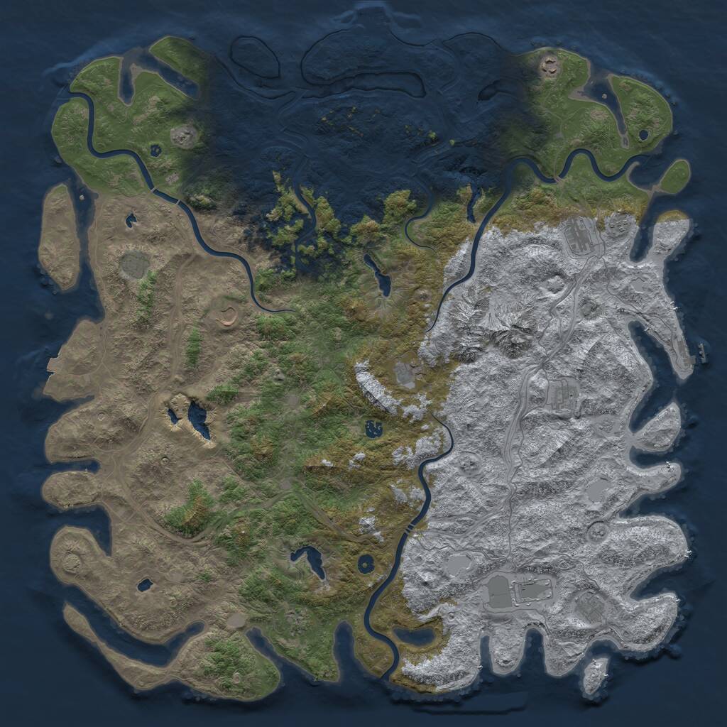Rust Map: Procedural Map, Size: 6000, Seed: 64890885, 17 Monuments