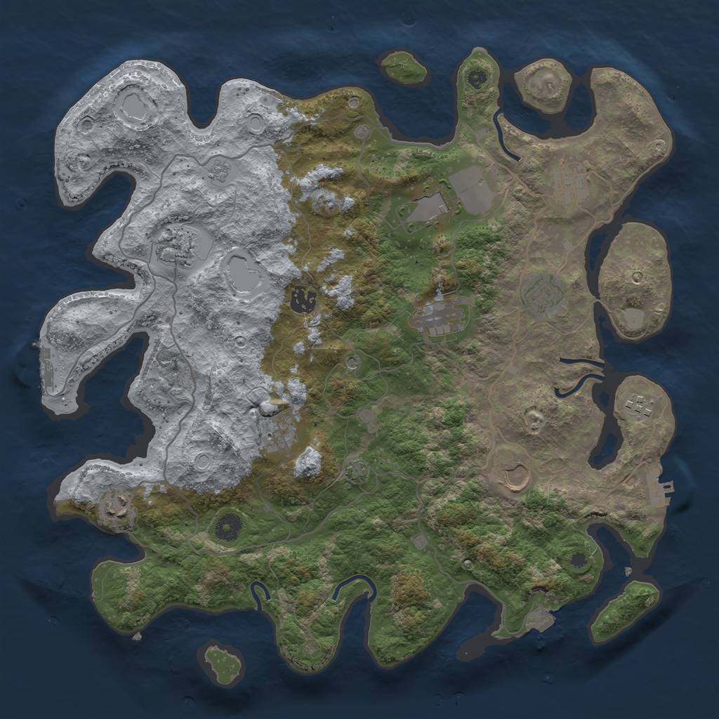 Rust Map: Procedural Map, Size: 4000, Seed: 213456789, 18 Monuments