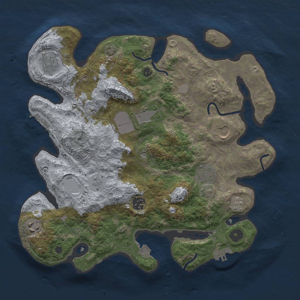 Rust Map: Procedural Map, Size: 3500, Seed: 529, 15 Monuments