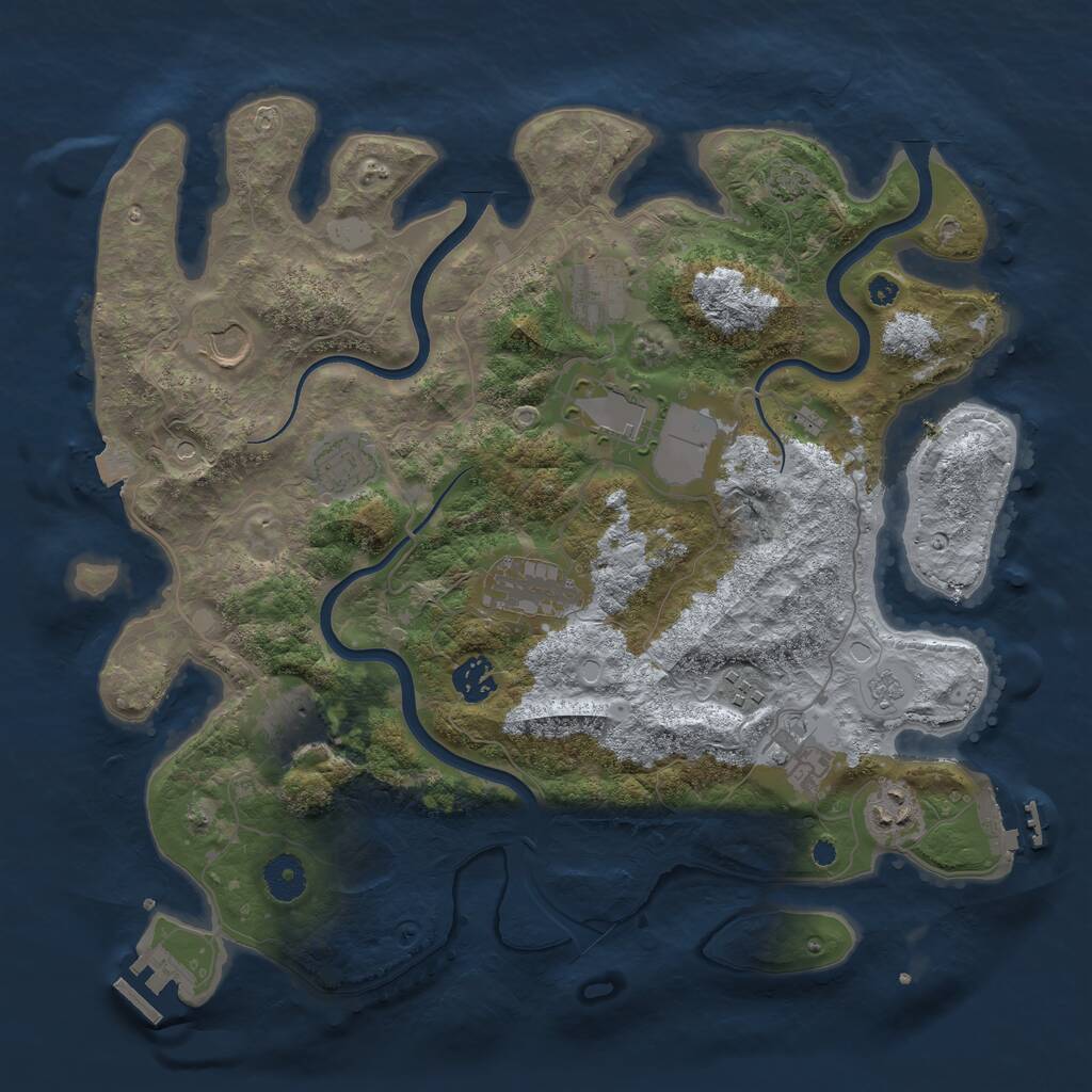 Rust Map: Procedural Map, Size: 3750, Seed: 1088355919, 16 Monuments