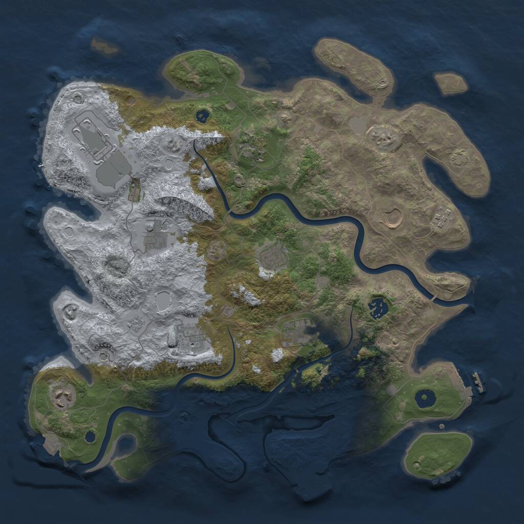 Rust Map: Procedural Map, Size: 3950, Seed: 529, 16 Monuments