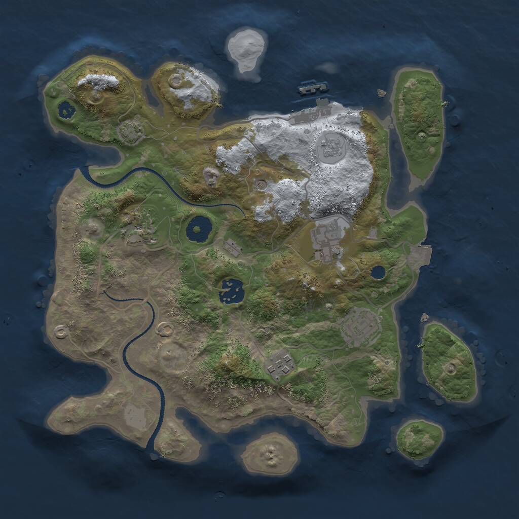 Rust Map: Procedural Map, Size: 3000, Seed: 26292, 10 Monuments