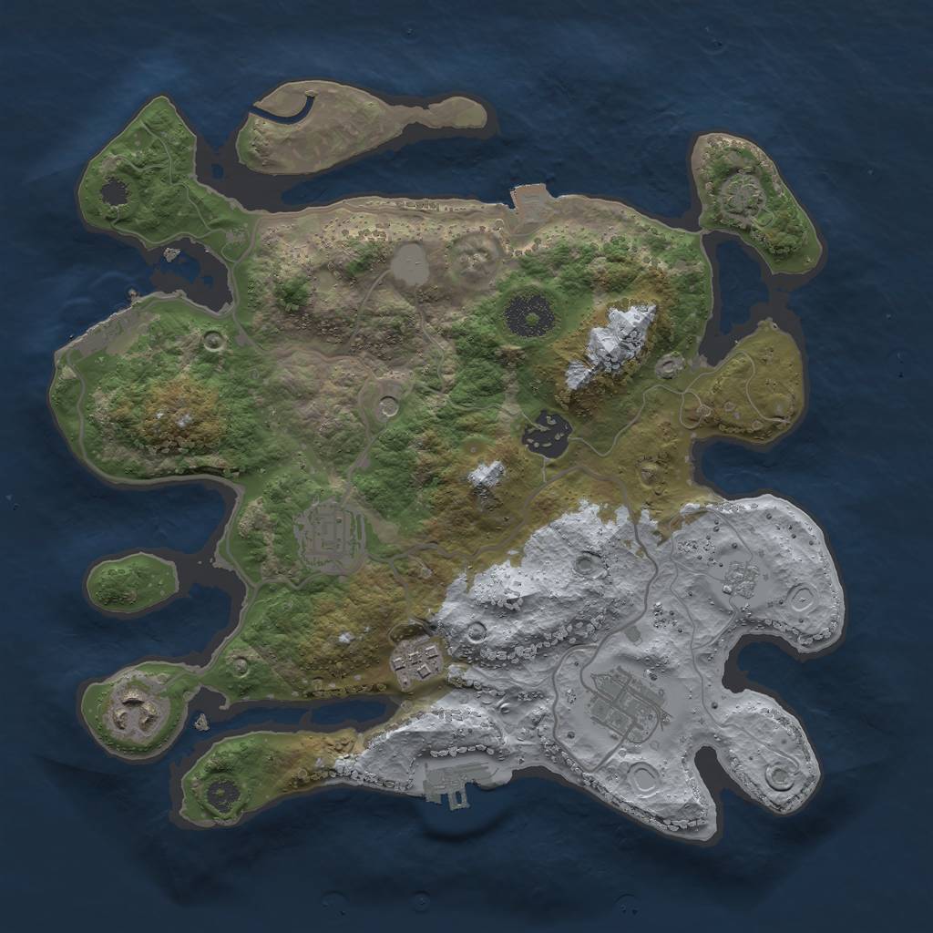 Rust Map: Procedural Map, Size: 3000, Seed: 2382610, 13 Monuments