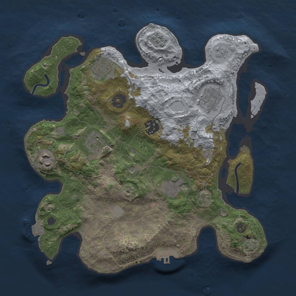 Rust Map: Procedural Map, Size: 3000, Seed: 1901713470, 14 Monuments