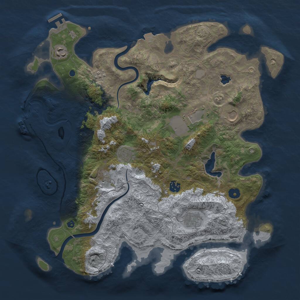 Rust Map: Procedural Map, Size: 4000, Seed: 232923336, 14 Monuments