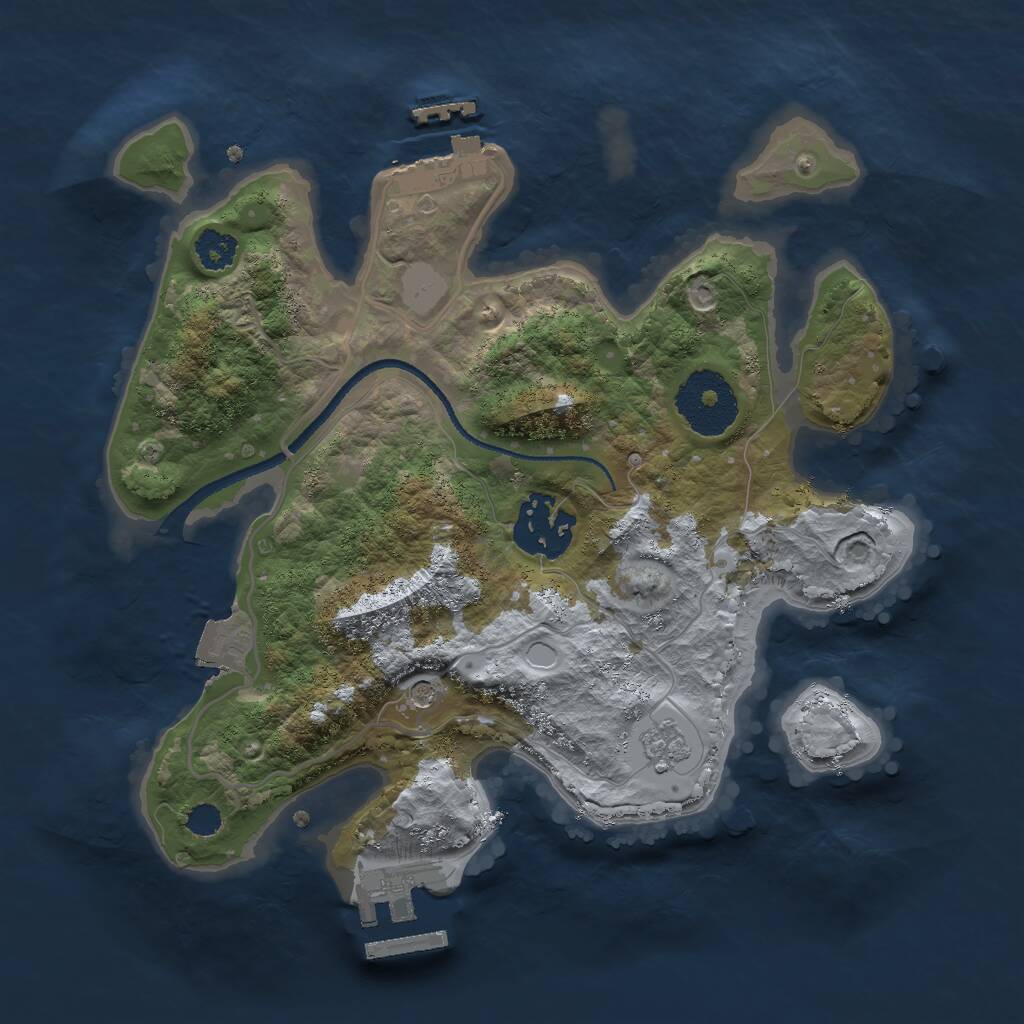 Rust Map: Procedural Map, Size: 2500, Seed: 103797779, 6 Monuments