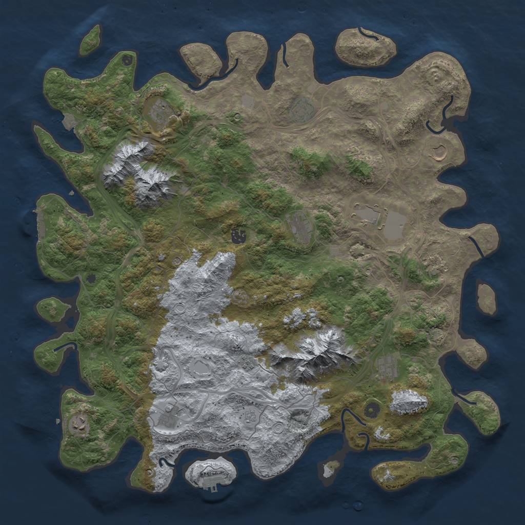 Rust Map: Procedural Map, Size: 5000, Seed: 1301994, 19 Monuments