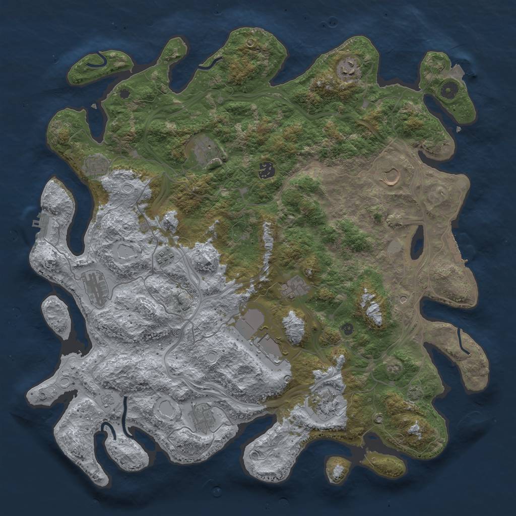 Rust Map: Procedural Map, Size: 4500, Seed: 863499661, 19 Monuments