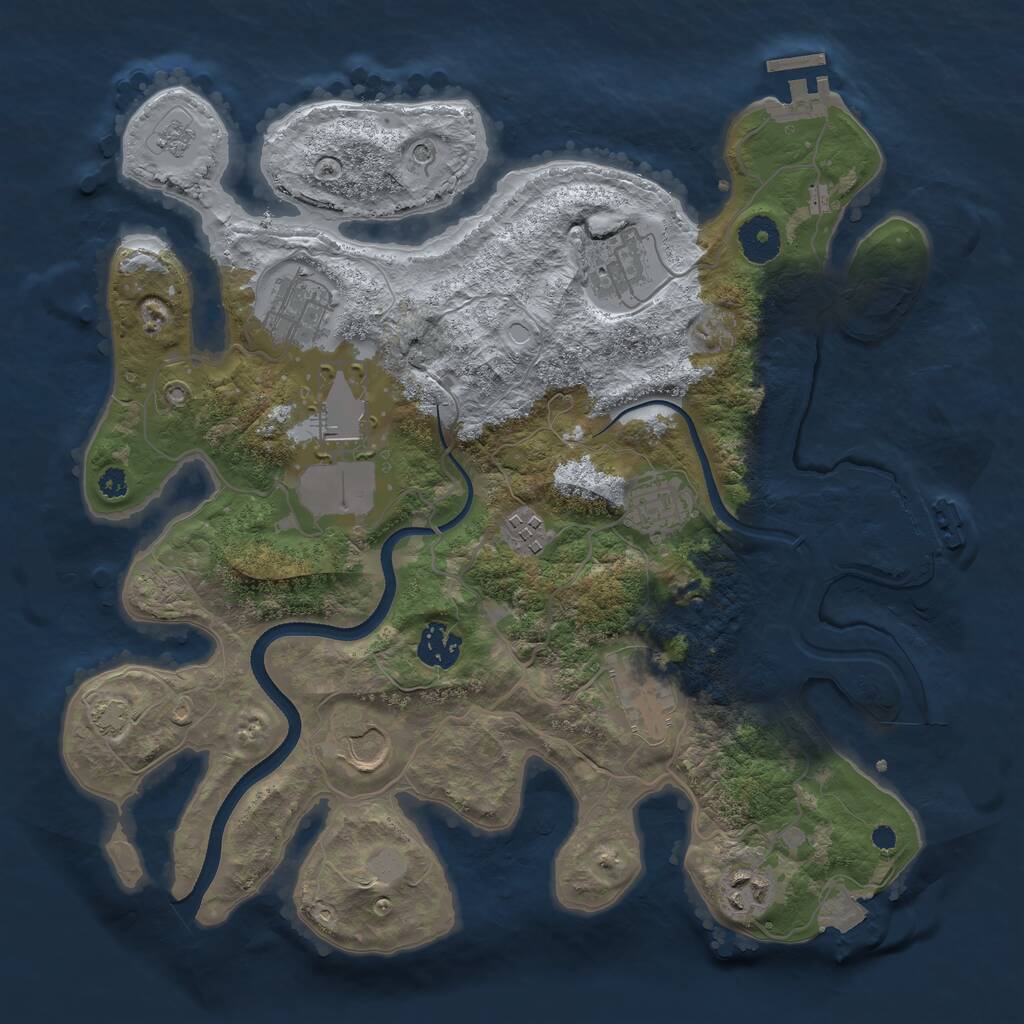 Rust Map: Procedural Map, Size: 3500, Seed: 1513795995, 15 Monuments