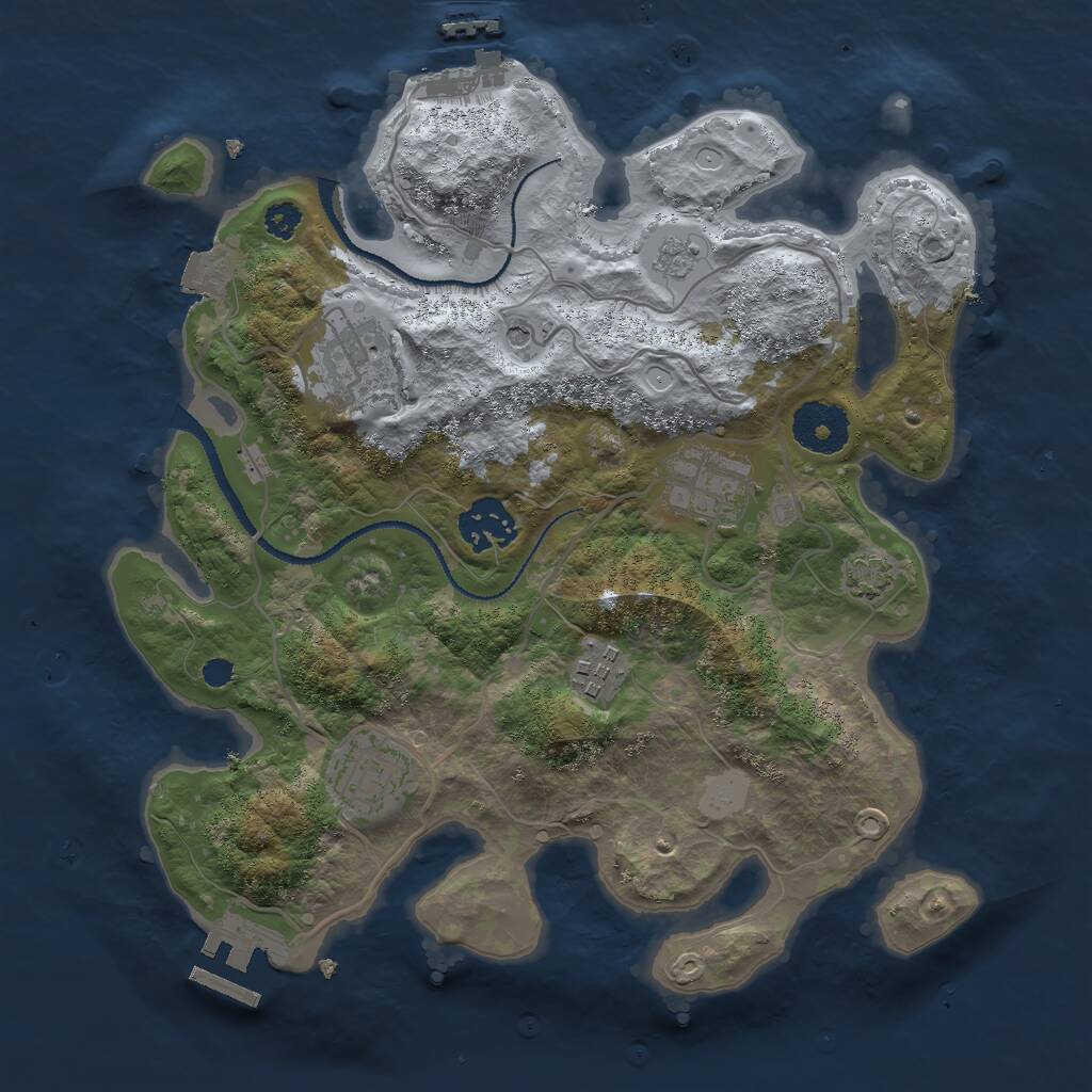 Rust Map: Procedural Map, Size: 3000, Seed: 1871895291, 11 Monuments