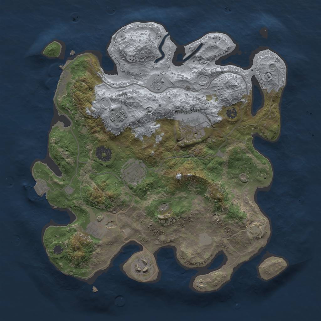 Rust Map: Procedural Map, Size: 3000, Seed: 1871895291, 12 Monuments