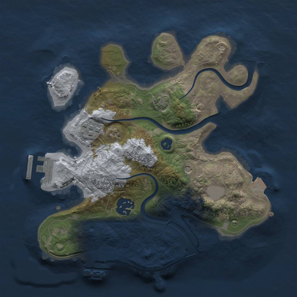 Rust Map: Procedural Map, Size: 2500, Seed: 686776075, 7 Monuments