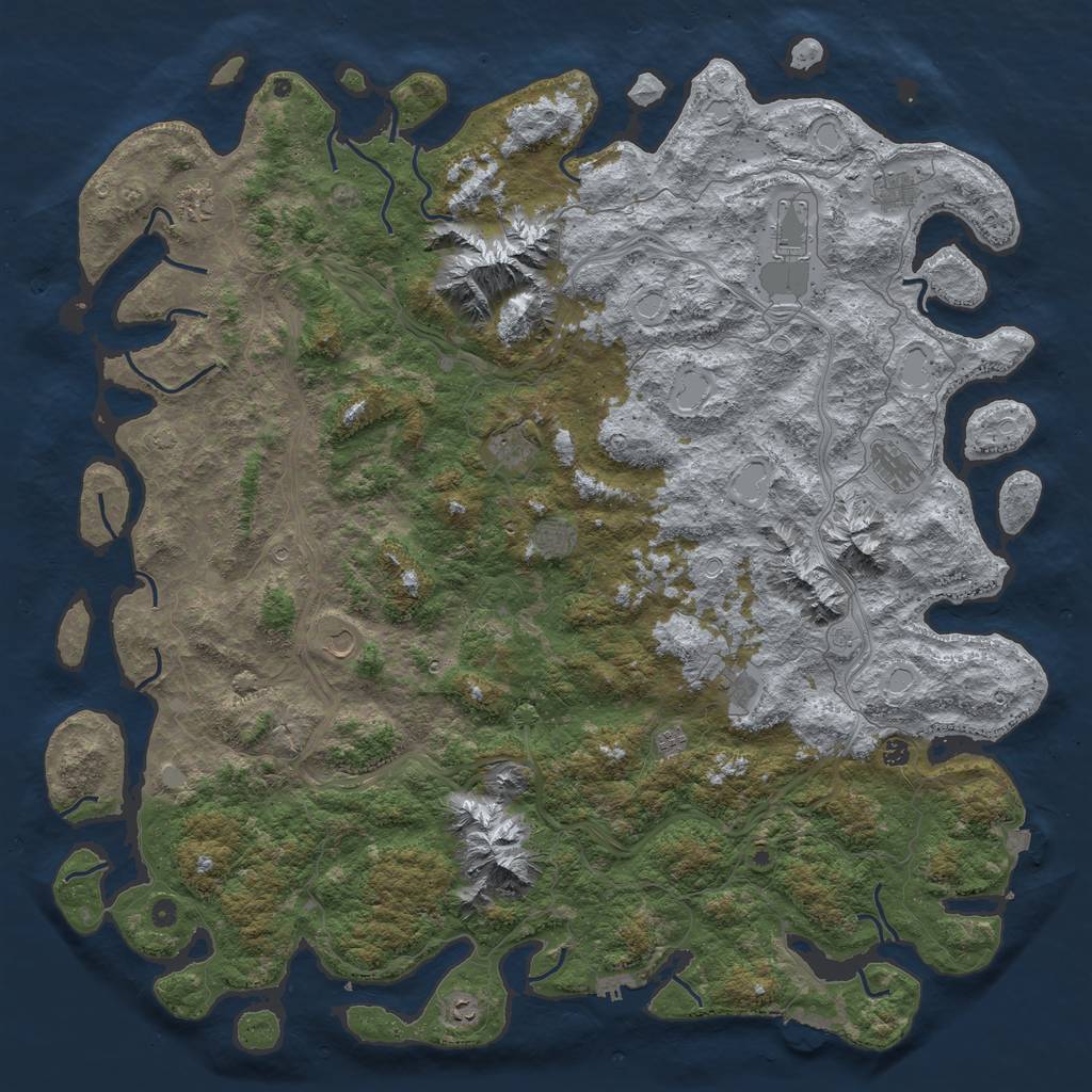 Rust Map: Procedural Map, Size: 6000, Seed: 962116863, 19 Monuments