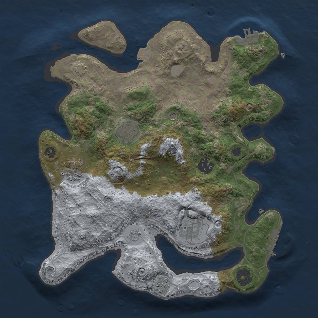 Rust Map: Procedural Map, Size: 3000, Seed: 95708609, 13 Monuments