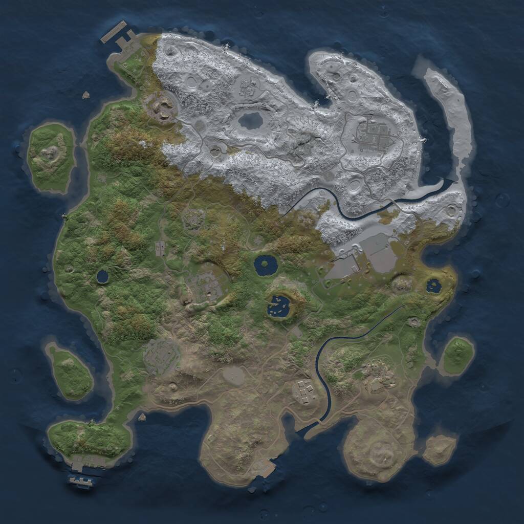 Rust Map: Procedural Map, Size: 3500, Seed: 1258705427, 14 Monuments
