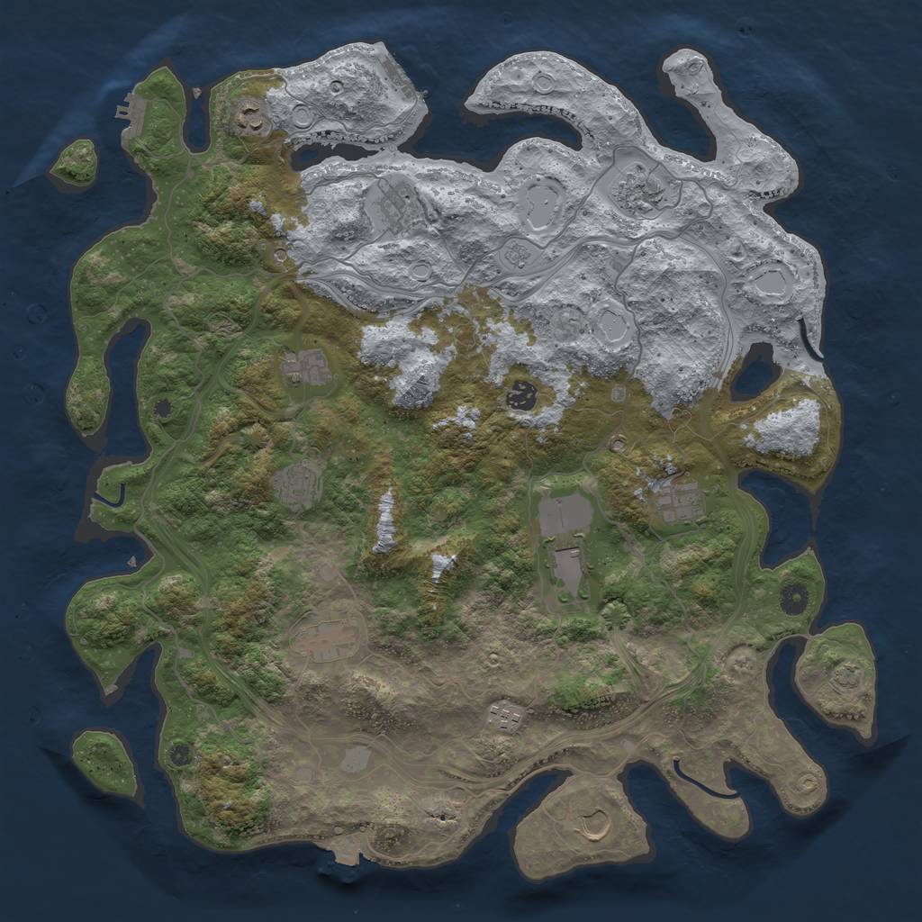 Rust Map: Procedural Map, Size: 4500, Seed: 912873, 19 Monuments