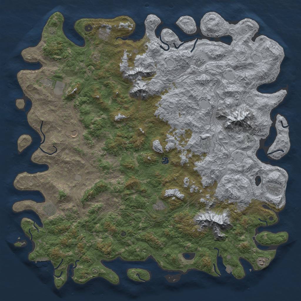 Rust Map: Procedural Map, Size: 6000, Seed: 2636, 18 Monuments