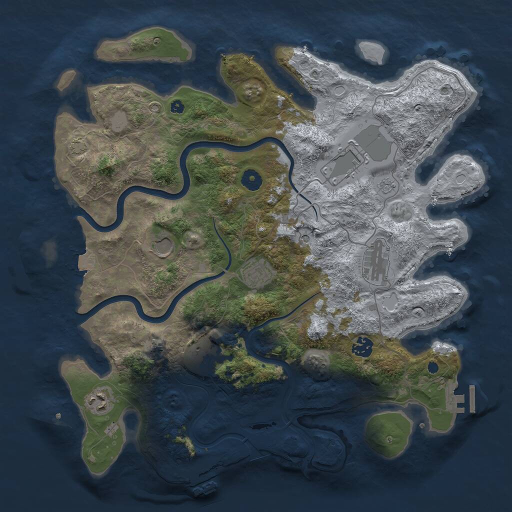 Rust Map: Procedural Map, Size: 3750, Seed: 966654867, 14 Monuments