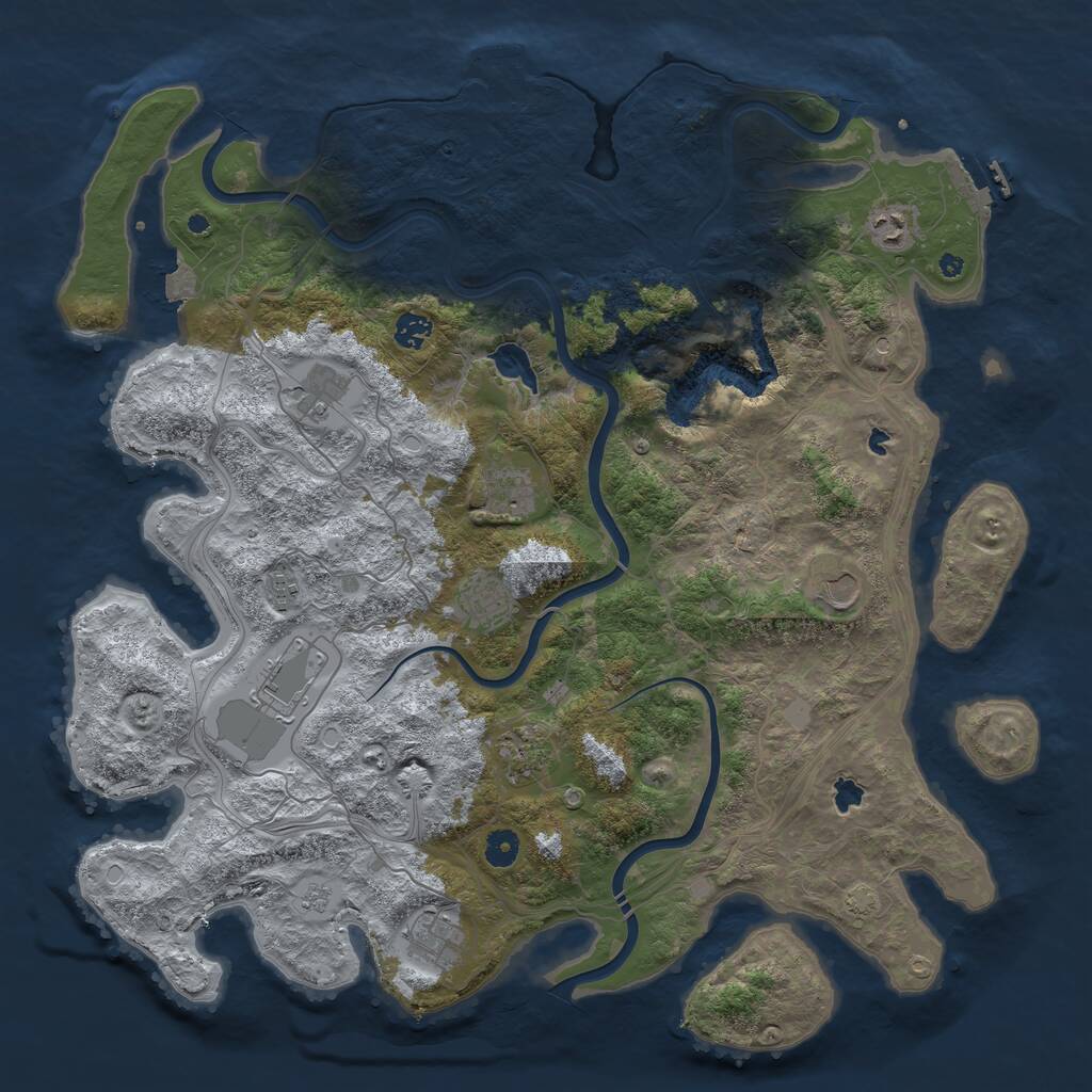 Rust Map: Procedural Map, Size: 4500, Seed: 2186, 16 Monuments