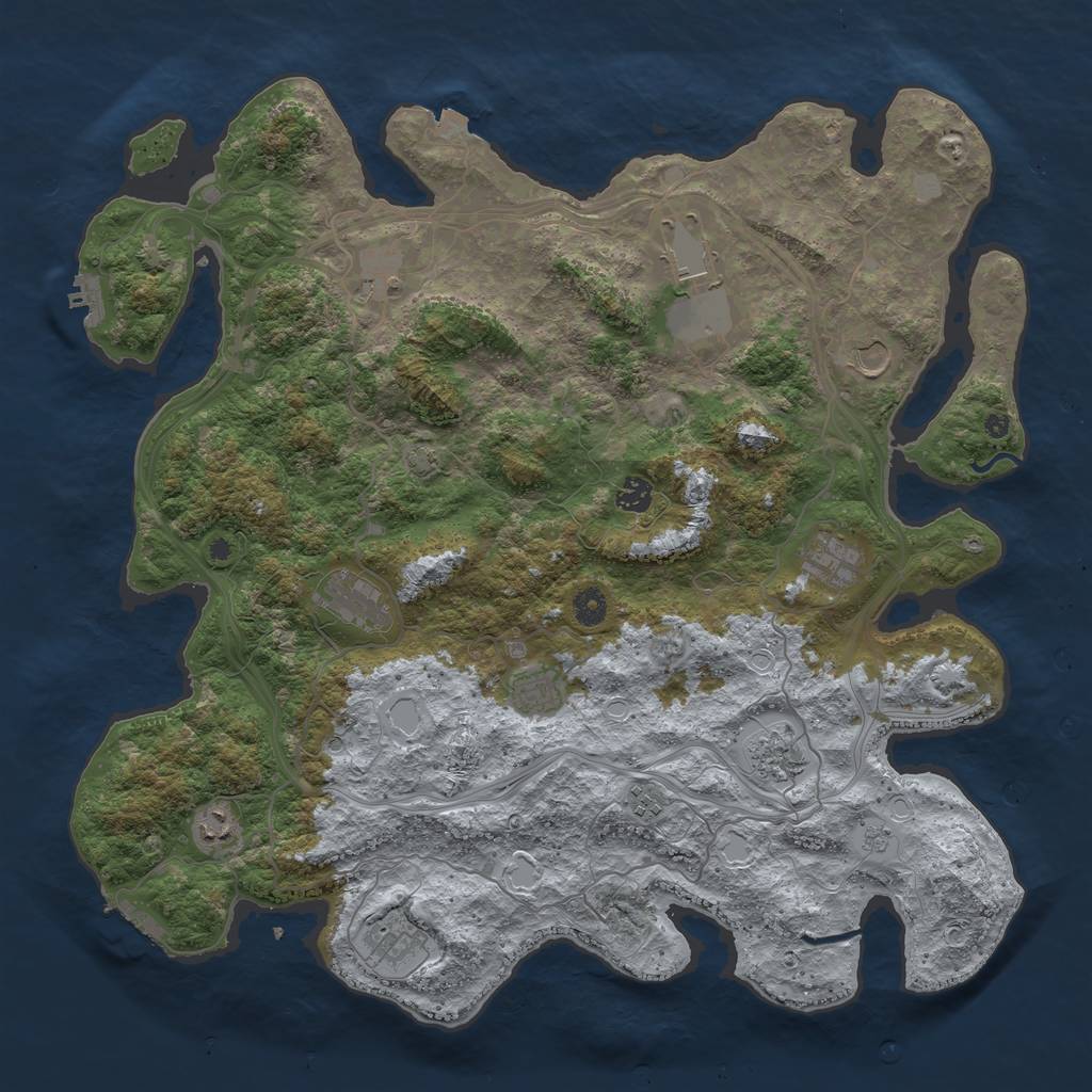 Rust Map: Procedural Map, Size: 4500, Seed: 1943426327, 19 Monuments