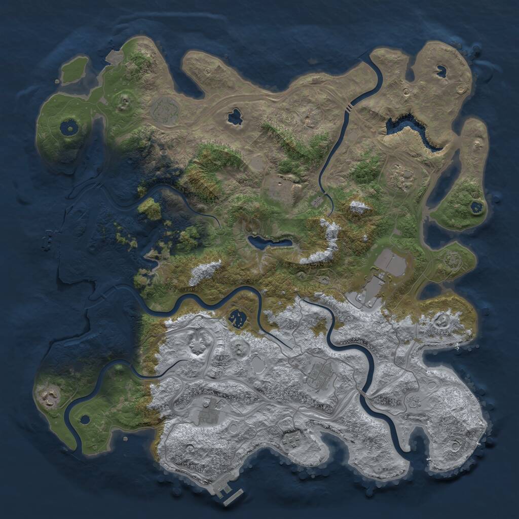Rust Map: Procedural Map, Size: 4500, Seed: 1943426327, 15 Monuments