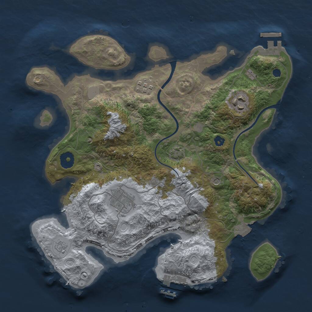 Rust Map: Procedural Map, Size: 3000, Seed: 1923114902, 9 Monuments