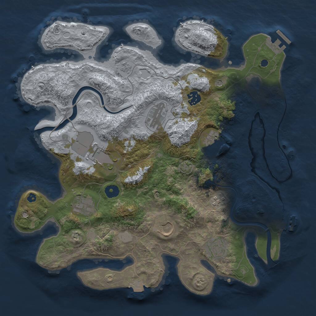 Rust Map: Procedural Map, Size: 3500, Seed: 912378, 14 Monuments