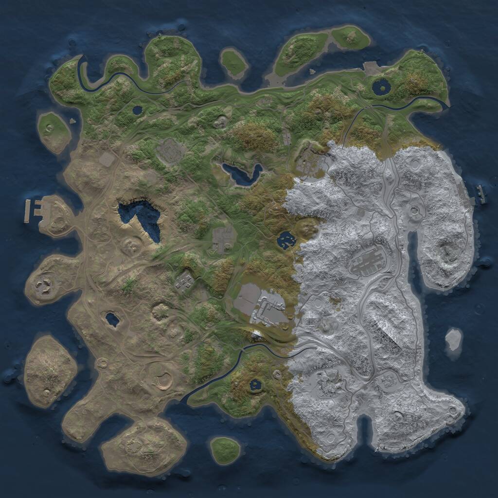 Rust Map: Procedural Map, Size: 4250, Seed: 10308650, 16 Monuments