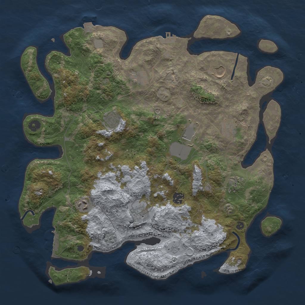 Rust Map: Procedural Map, Size: 3950, Seed: 8615027, 18 Monuments