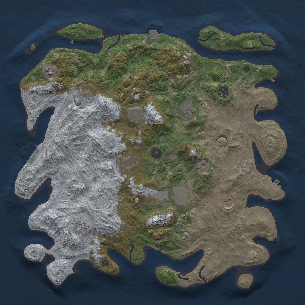 Rust Map: Procedural Map, Size: 4250, Seed: 139992100, 18 Monuments