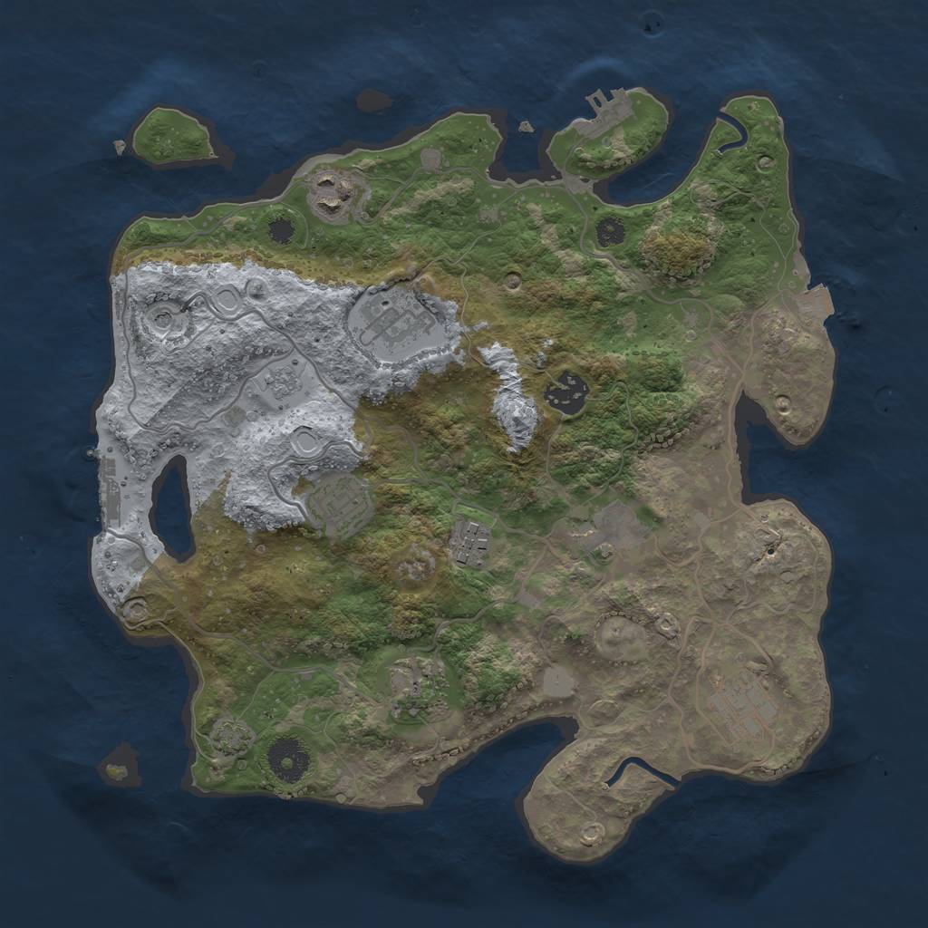 Rust Map: Procedural Map, Size: 3300, Seed: 1693479665, 16 Monuments