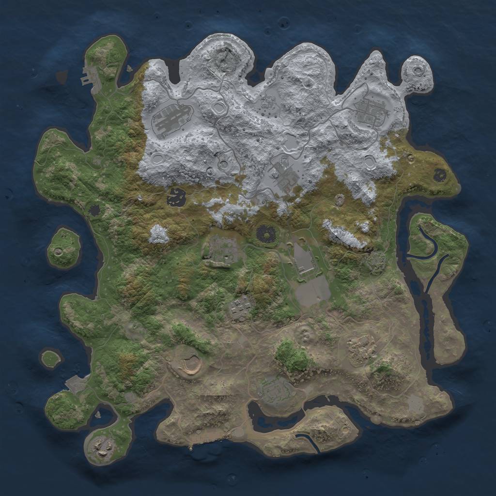 Rust Map: Procedural Map, Size: 3800, Seed: 21457559, 19 Monuments